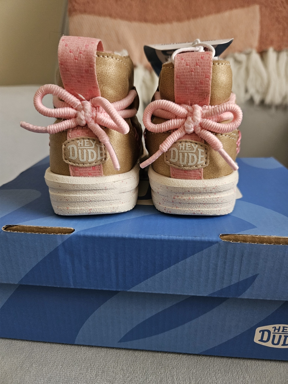 Hey Dude Kids Metallic Gold & Pink Lined Boots
